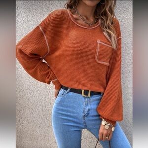 SHEIN Cozy Rust Pocket Top – Size Medium